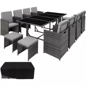 Image of Garden rattan furniture set Palma 12 seats, 1 table - garden tables and chairs, garden furniture set, outdoor table and chairs - grey/light grey