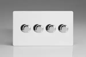 Image of Varilight 4 Gang 2 Way Push On/Off Rotary LED Dimmer 4 x 0 120W (1 10 LEDs) (Twin Plate) - JDQDP254S