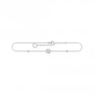 Image of Sterling Silver White Cloverleaf Anklet AK0023-051-14