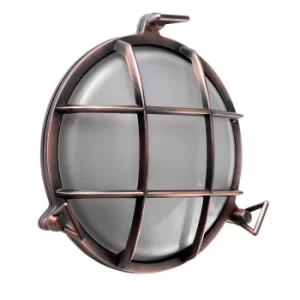 Image of Stern IP64 Round Bulkhead Wall Light in Brushed Copper