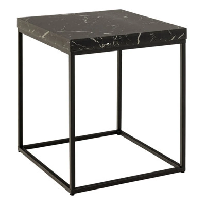 Image of Furniture To Go Barossa Coffee Table With Black Marble Marquina Top & Black Steel Base 40Cm