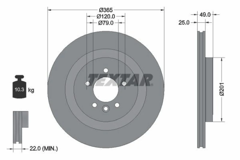 Image of Brake disc TEXTAR 92293003