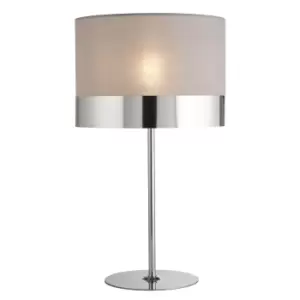 Image of Classic Chrome Base Table Lamp with Grey Shade Metallic Contrast