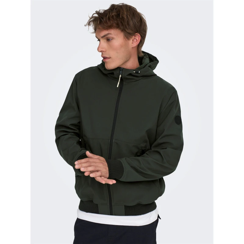 Image of Only & Sons Peat Bowie Softshell Bomber Brown Male L 225788UK