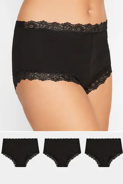 Long Tall Sally Tall Lace Trim Full Briefs Black