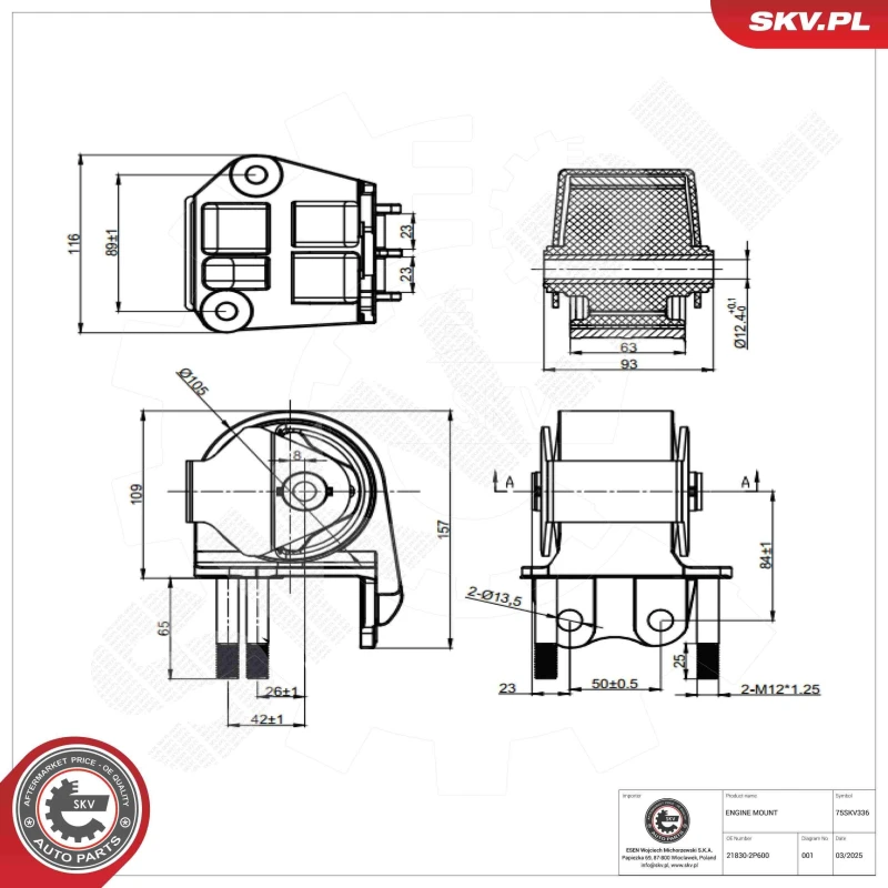 Image of ESEN SKV Engine mount ESEN SKV 75SKV336