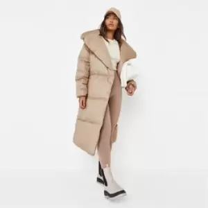 Image of Missguided Recycled Duvet Belted Coat - Brown