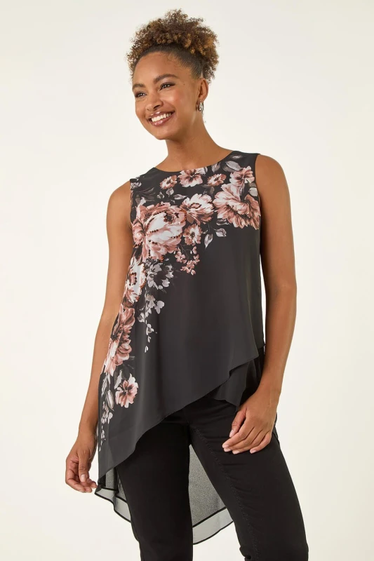 Image of Roman Womens Floral Embellished Wrap Top in Ivory Size: 10 Ivory Female 10