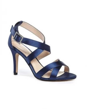 Image of Pink by Paradox London Satin 'Macpherson' High Heel Stiletto Heel Ankle Strap Sandals - 3 - blue