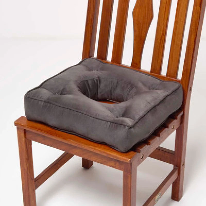 Image of Homescapes Faux Suede Coccyx Cushion with Ties Grey