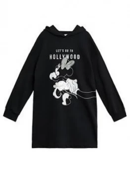 Image of Mango Girls Sequin Minnie Mouse Hooded Sweat Dress - Black, Size 8 Years, Women