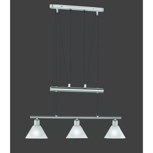 image of Stamina Modern 3 Light Bar Pendant Ceiling Light Nickel Matt