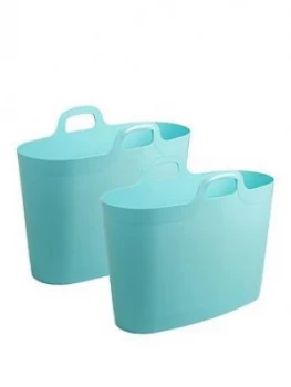 image of Wham 40 Litre Flexi Laundry Storage Bags (Set Of 2) - Duck Egg Blue