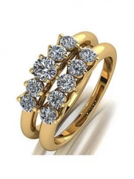 Image of Moissanite 9ct Yellow Gold 1ct Total 5 Stone Bridal Set, Gold, Size V, Women