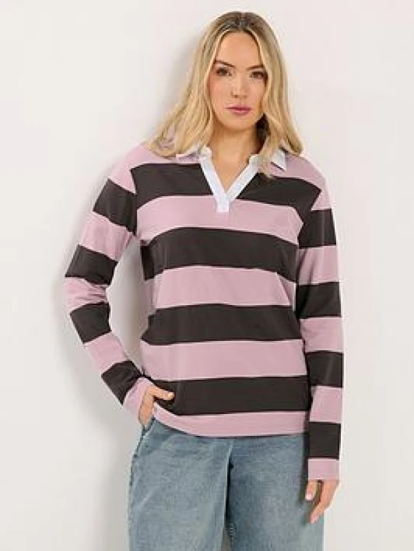 Image of Long Tall Sally Womens Tall Striped Rugby Sweatshirt Size: 10 Multicolor Female 10