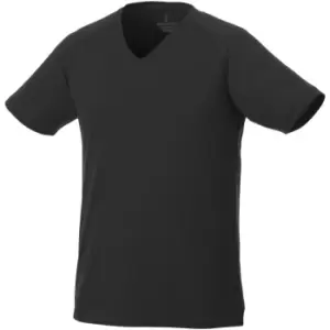 Image of Elevate Mens Amery Short Sleeve Cool Fit V-Neck T-Shirt (L) (Black)