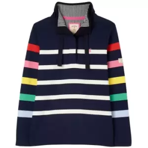 Image of Joules Womens Saunton Classic Funnel Neck Sweatshirt Multi Stripe Sleeve 12