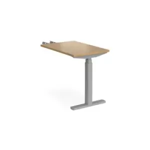 image of Height Adjustable Desk Rectangular Desk With Return 600mm Oak Tops With Silver Frames Elev8 Touch