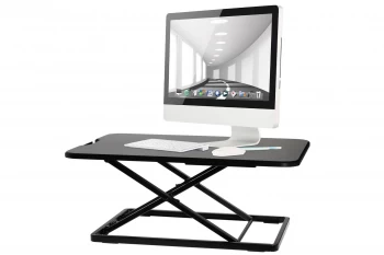 ProperAV Slim Profile Sit or Stand Up Desktop Workstation 5 Height Settings - Black