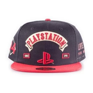 image of Sony Playstation Biker Snapback Baseball Cap (Black/Red)