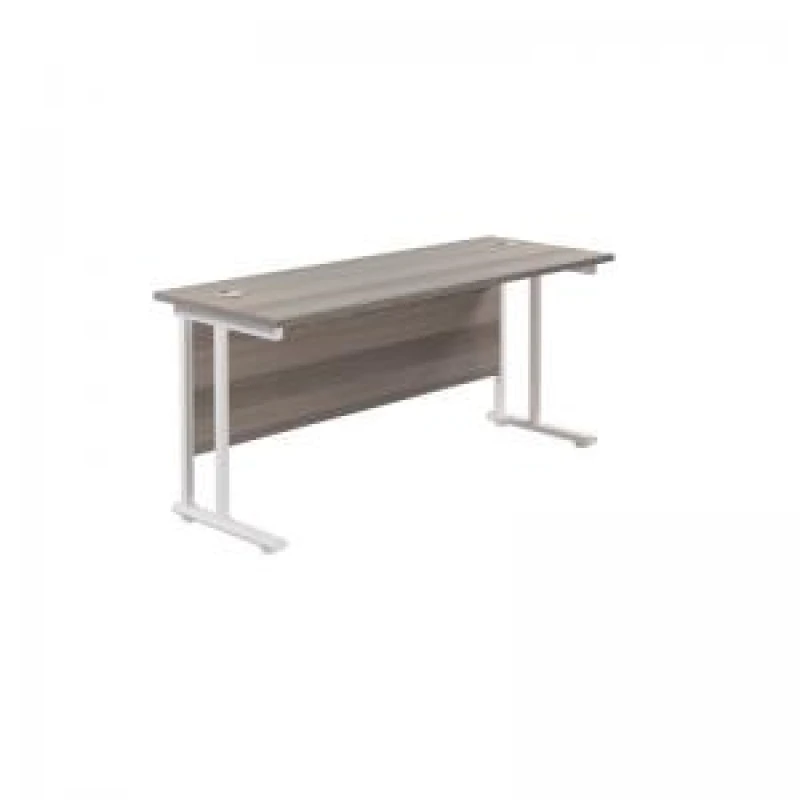 Image of Jemini Rectangular Cantilever Desk 1600x600x730mm Grey Oak/White KF806516