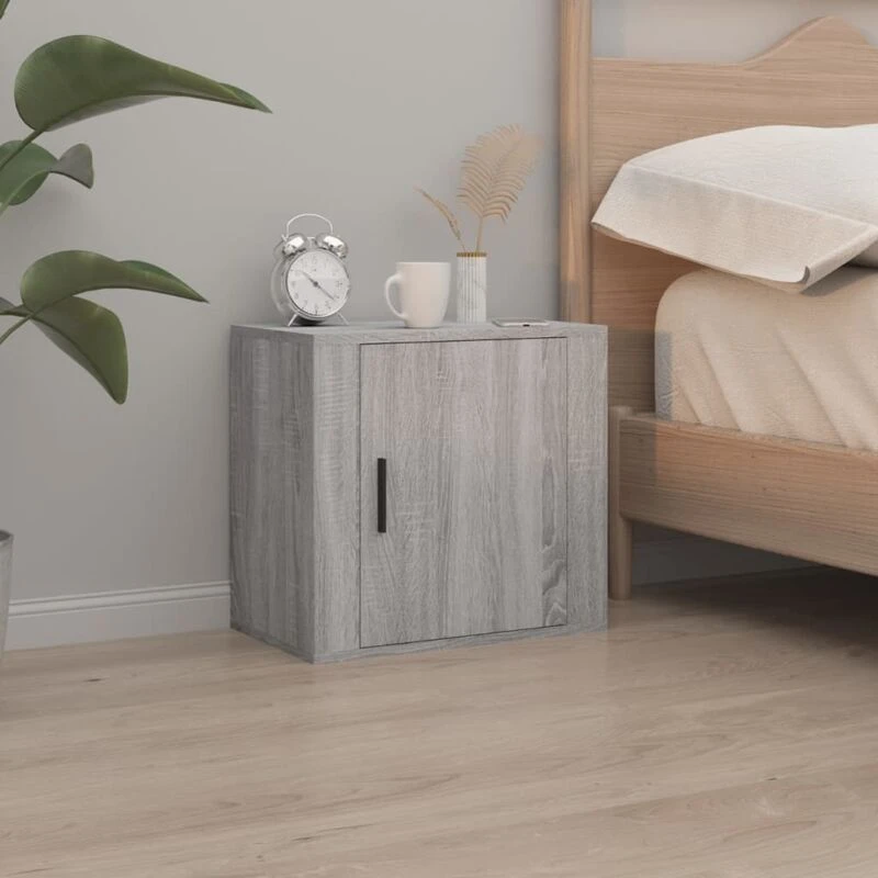 Image of Vidaxl Wall-mounted Bedside Cabinet Grey Sonoma 50X30X47 Cm, Grey 816876