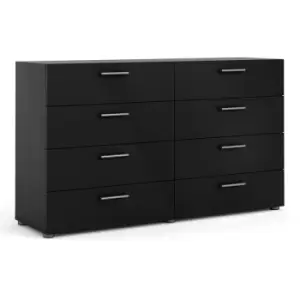 Pepe Wide Chest of 8 Drawers (4+4) in Black - Black