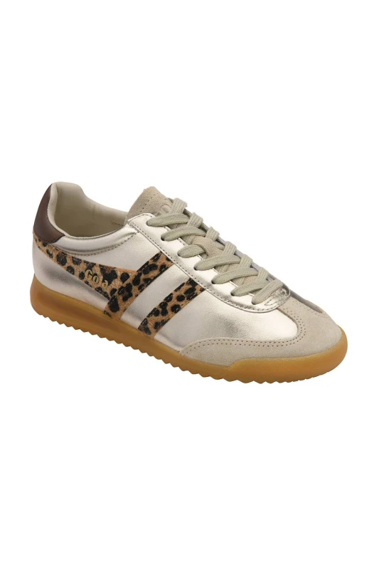 Image of Gola Classics Womens 'Torpedo Glimmer Safari' Lace-Up Trainers in Gold Size: 6 Gold Female 6