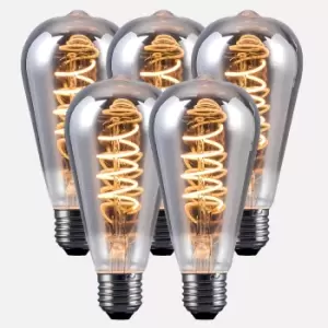 image of 4 Watts ST64 E27 LED Bulb Smoked Warm White Dimmable, Pack of 5