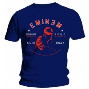 Image of Eminem Detroit Portrait Mens Blue T Shirt: Large