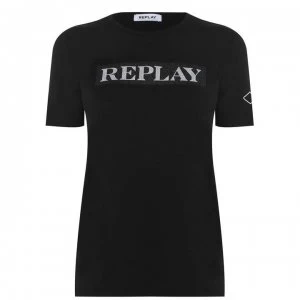 Image of Replay Glitter Box T Shirt - Black 098