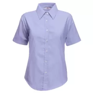 Image of Fruit Of The Loom Ladies Lady-Fit Short Sleeve Oxford Shirt (XS) (Oxford Blue)