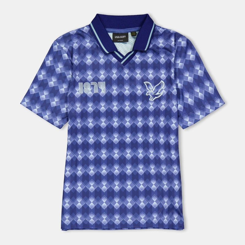 Image of Lyle and Scott Kids Argyle Short-Sleeve Polo Shirt X578 Now Blue male 8-9Y