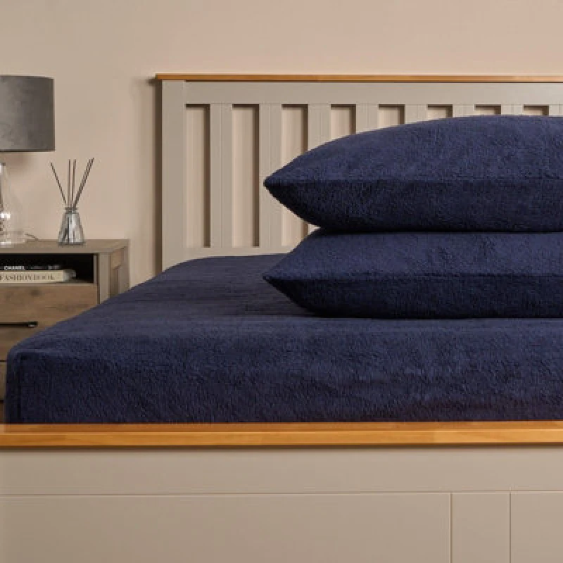 Image of OHS OHS 2 Pack Teddy Fleece Pillowcase Cover Bedding Set Thermal in Dark Navy Size: Standard Pillow Case Dark Navy Standard Pillow Case Unisex 50274