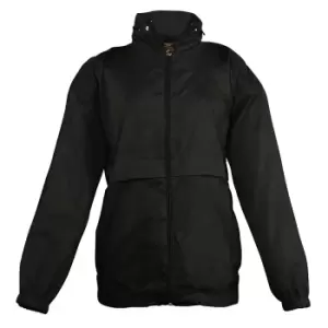 Image of SOLS Kids Unisex Surf Windbreaker Jacket (Water Resistant And Windproof) (12-14) (Black)