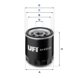 image of 2343500 UFI Oil Filter Oil Spin-On