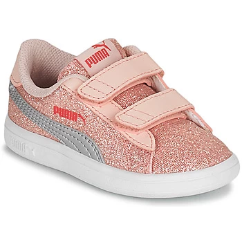 image of Puma SMASH GLITZ INF Girls Childrens Shoes Trainers in Pink