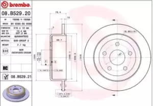 Image of BREMBO Brake disc 08.B529.21 Brake rotor,Brake discs JEEP,WRANGLER III (JK)