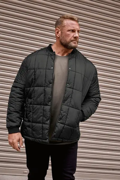 image of BadRhino Quilted Bomber Jacket Black