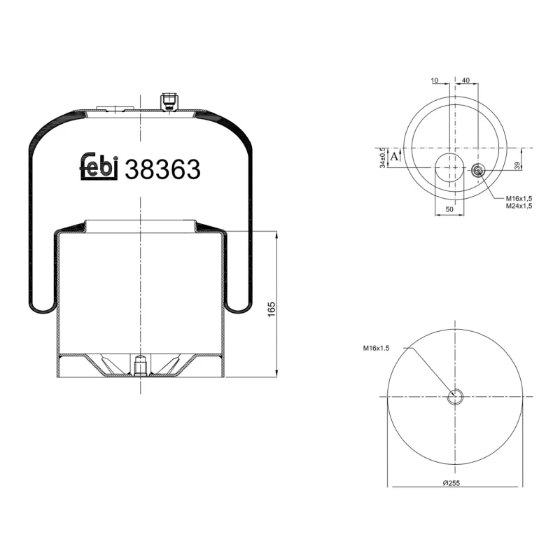 Image of FEBI BILSTEIN 38363 Boot, air suspension Rear Axle Right Boot,air suspension (324)