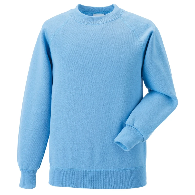 Image of Jerzees Schoolwear Jerzees Schoolgear Raglan Sleeve Sweatshirt Pack of 2 in Blue Size: 11-12 Years Blue Unisex 11-12 Years