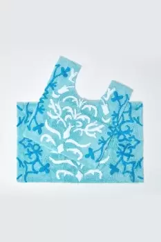 Image of Damask Cotton Bath Mat and Pedestal Set