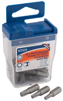Image of Draper Draper TX-Star 25mm Long Insert Bits (20 x Assorted) 27696