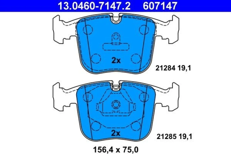 Image of ATE 13.0460-7147.2 Brake pad set excl. wear warning contact Brake Pad Set,disc brake (402)