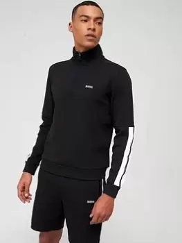 image of BOSS Quarter Zip Sweat, Black, Size L, Men