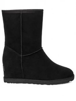 image of UGG Classic Femme Hidden Wedge Short Calf Boots - Black, Size 6, Women