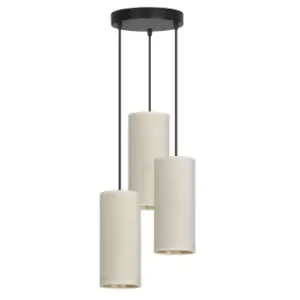 Image of Bente Black Cluster Pendant Ceiling Light with White Fabric Shades, 3x E14