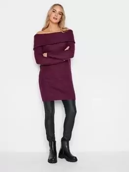 image of Long Tall Sally Dark Purple Bardot Tunic, Purple, Size 14-16, Women