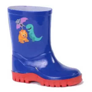 image of StormWells Boys Dinosaur Wellington Boots (3 UK Child) (Navy)