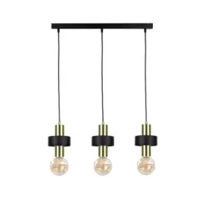 image of Unica Bar Pendant Ceiling Light Black, Gold, 60cm, 3x E27